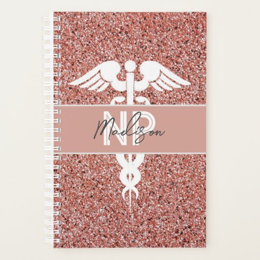 Speciaal verpleegkundige Roos Gold Glitter Planner (Voorkant)