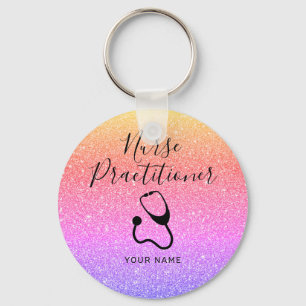 Speciaal verpleegkundigen Rainbow Glitter Sleutelhanger