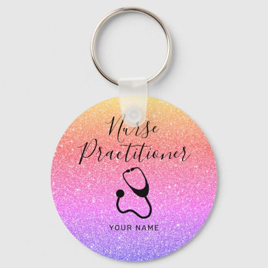 Speciaal verpleegkundigen Rainbow Glitter Sleutelhanger (Voorkant)