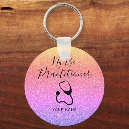 Speciaal verpleegkundigen Rainbow Glitter Sleutelhanger (Voorkant)