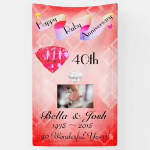 Speciaal verticaal 40th Wedding-Jubileum Spandoek