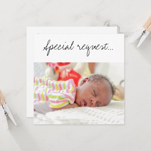 Speciaal verzoek Be My GodParent Sleeping Baby Kaa Kaart (Voorkant / Achterkant in situ)