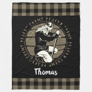 Speciaal Viking Kneeling Prayer Rune Tan Black Fleece Deken