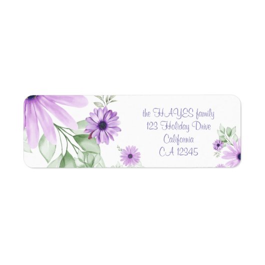 Speciaal Violet Green, Waterverf bloemen Etiket (Voorkant)