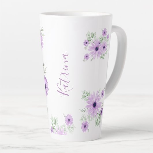 Speciaal Violet Green, Waterverf bloemen Latte Mok (Rechterhoek)