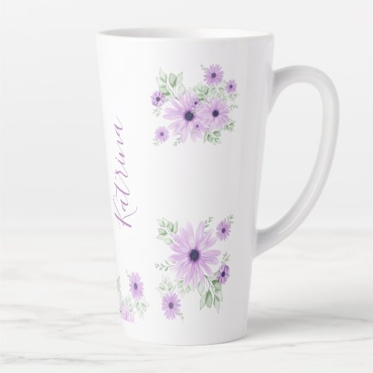 Speciaal Violet Green, Waterverf bloemen Latte Mok (Rechts)
