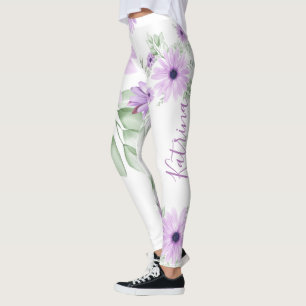 Speciaal Violet Green, Waterverf bloemen Leggings