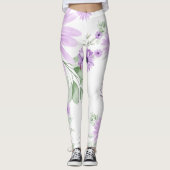 Speciaal Violet Green, Waterverf bloemen Leggings (Voorkant)