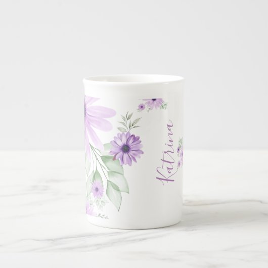 Speciaal Violet Green, Waterverf bloemen Porselein Kop (Voorkant)