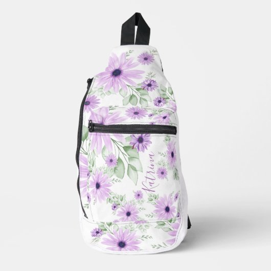 Speciaal Violet Green, Waterverf bloemen Sling Bag (Voorkant)