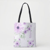 Speciaal Violet Green, Waterverf bloemen Tote Bag (Voorkant)