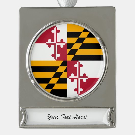 Speciaal vlaggenontwerp van de Maryland-staat Verzilverd Banner Ornament (Voorkant)