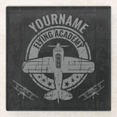 Speciaal  vliegveld Pilot Flying Academy Glazen Onderzetter (Voorkant)