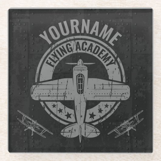 Speciaal  vliegveld Pilot Flying Academy Glazen Onderzetter (Voorkant)