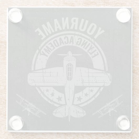 Speciaal  vliegveld Pilot Flying Academy Glazen Onderzetter (Achterkant)