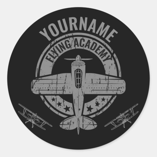 Speciaal  vliegveld Pilot Flying Academy Ronde Sticker (Voorkant)