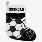 Speciaal Voetbal Sporty Stripes Black Kleine Kerstsok (Voorkant)