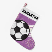 Speciaal Voetbal van Sporty Stripes Paars Kleine Kerstsok (Voorkant (Hangend))
