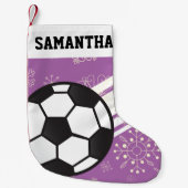 Speciaal Voetbal van Sporty Stripes Paars Kleine Kerstsok (Voorkant)