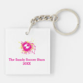 Speciaal voetbalbeschermingsteam voor roze meisjes sleutelhanger (Achterkant)