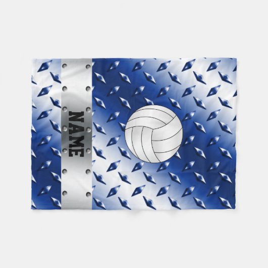 Speciaal volleybalblauw diamantstaal fleece deken (Voorkant (Horizontaal))