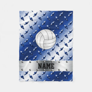 Speciaal volleybalblauw diamantstaal fleece deken