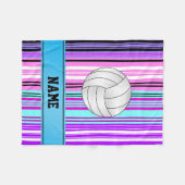 Speciaal volleybalroze paarse strepen fleece deken (Voorkant (Horizontaal))