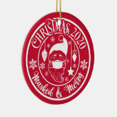 Speciaal voor 2020 ontworpen Mask & Merry Kerstmis Keramisch Ornament (Rechts)