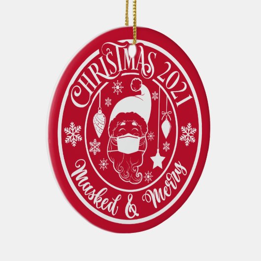Speciaal voor 2021 Gemaskerde en prettige kerst Keramisch Ornament (Rechts)