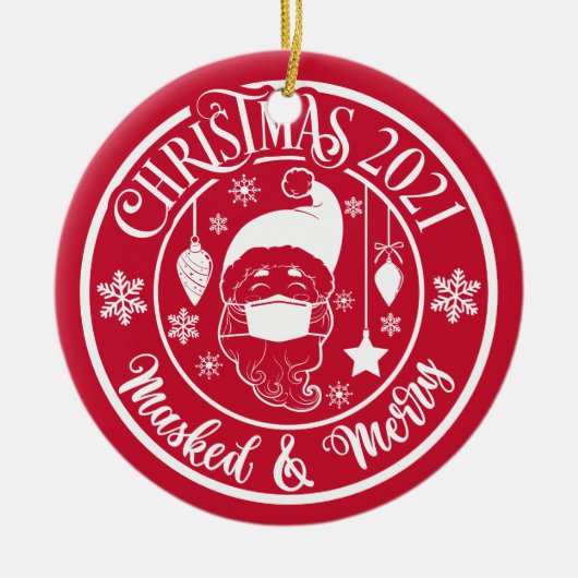 Speciaal voor 2021 Gemaskerde en prettige kerst Keramisch Ornament (Voorkant)