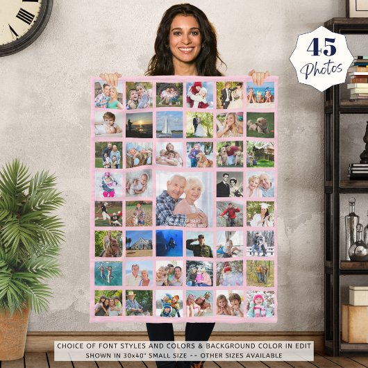 Speciaal voor 45 fotocollage roze of uw kleur fleece deken