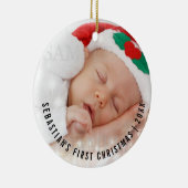 Speciaal voor baby's geschikt kerstfotosjabloon keramisch ornament (Rechts)