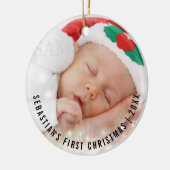 Speciaal voor baby's geschikt kerstfotosjabloon keramisch ornament (Links)