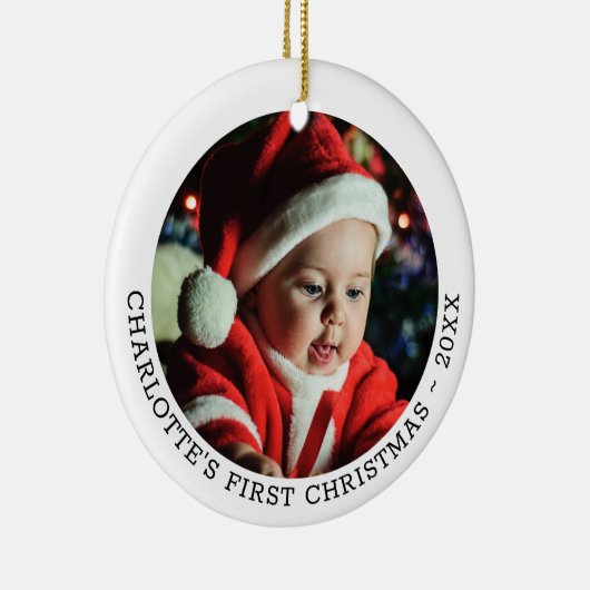 Speciaal voor baby's geschikt kerstfotosjabloon keramisch ornament (Rechts)