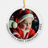 Speciaal voor baby's geschikt kerstfotosjabloon keramisch ornament (Voorkant)