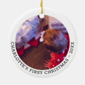 Speciaal voor baby's geschikt kerstfotosjabloon keramisch ornament (Achterkant)