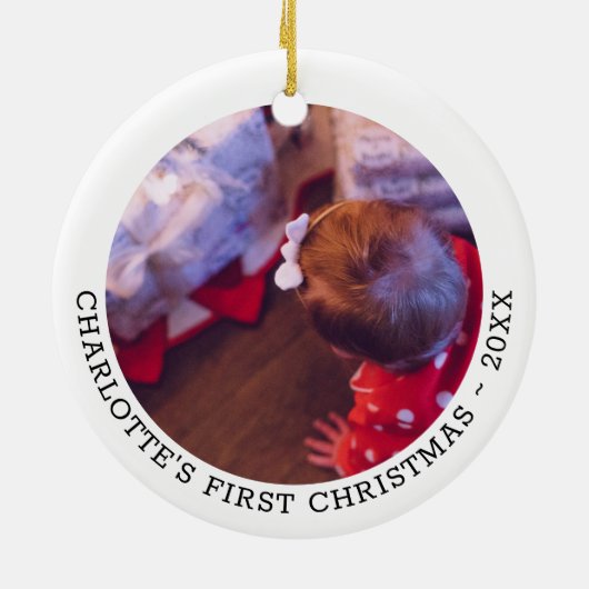 Speciaal voor baby's geschikt kerstfotosjabloon keramisch ornament (Achterkant)