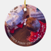 Speciaal voor baby's geschikt kerstfotosjabloon keramisch ornament (Achterkant)
