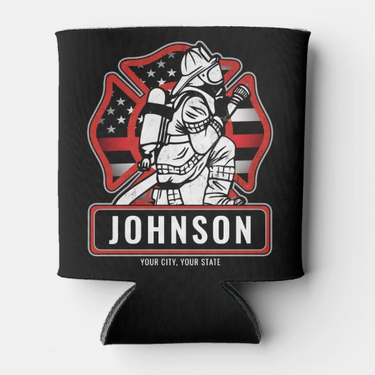 Speciaal voor brandbestrijding ontworpen patriotti blikjeskoeler (Voorkant)