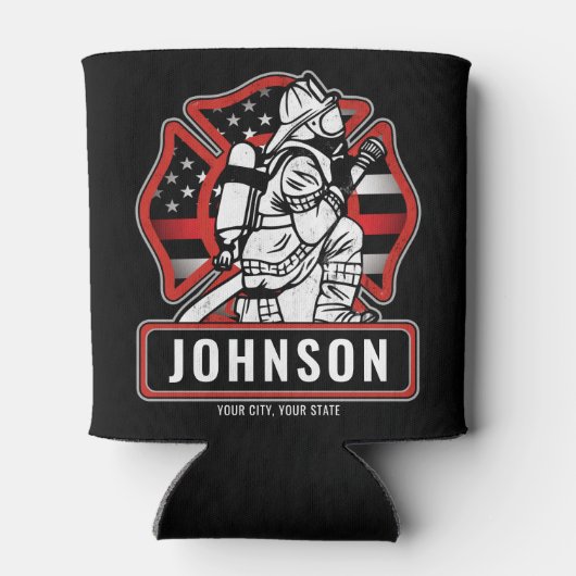 Speciaal voor brandbestrijding ontworpen patriotti blikjeskoeler (Achterkant)