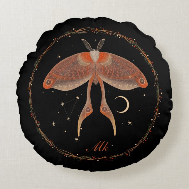 Speciaal voor de Cottcore Moth-Sierkussen Rond Kussen (Voorkant)
