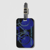 Speciaal voor de fiets uitgeruste blauw en kool bagagelabel (Voorkant (verticaal))