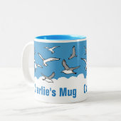 Speciaal voor de vogelstand tweekleurige koffiemok (Voorkant links)