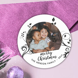 Speciaal voor de zwarte familie bestemde kerstfoto ronde sticker