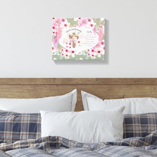 , speciaal voor GODMOTHER georiënteerde roze bloem Canvas Afdruk (Insitu (Slaapkamer))