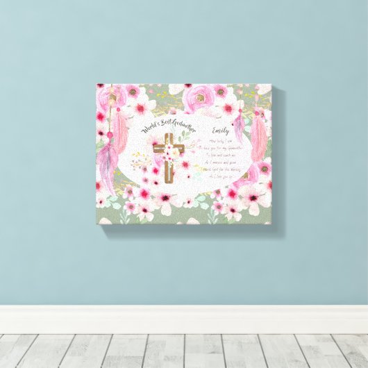 , speciaal voor GODMOTHER georiënteerde roze bloem Canvas Afdruk (Insitu (Houten vloer))