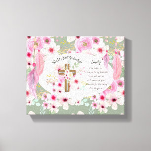 , speciaal voor GODMOTHER georiënteerde roze bloem Canvas Afdruk