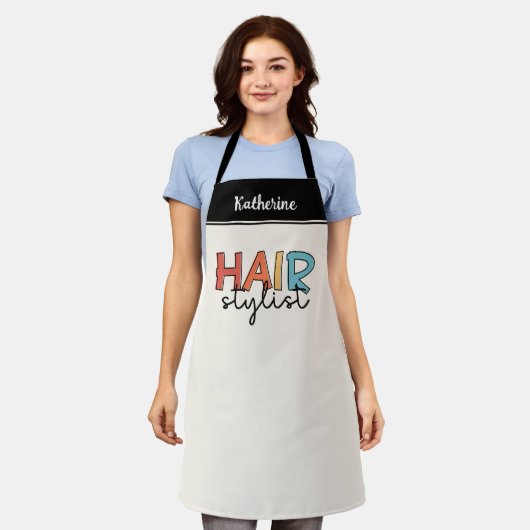 Speciaal voor haar bestemde stylist retro Hairdres Schort (Gedragen)