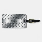 Speciaal voor jouw naam diamant bord staal bagagelabel (Voorkant horizontaal)