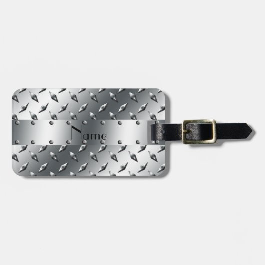 Speciaal voor jouw naam diamant bord staal bagagelabel (Voorkant horizontaal)